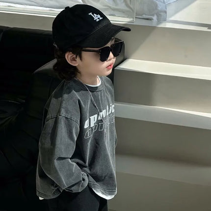 Cute Baby Boy Long Sve T-irt Cotton Underwear Spring Autumn Faionable Versatile Pure Cotton Base Layer irt for Kids