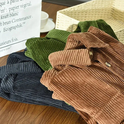 New Fashionable Corduroy Long Sleeve Men's Shirt Casual Loose-Fit Top Jacket High Quality Amazon Autumn/Winter Collection