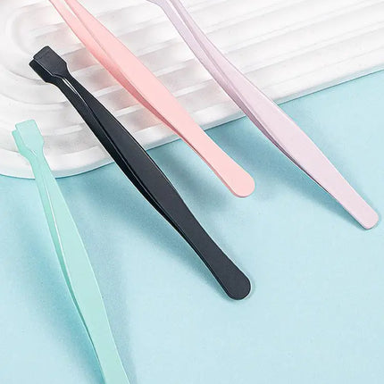2Pcs Eyelash Tweezer Set Lash Pick Up Clip Pointed Flat Clip Lash Grafting Item Lower Eyelashes Applicator Portable Makeup Clamp
