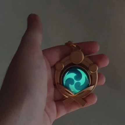 Anime Game Genshin Impact Vision Keychain Luminous 7 Element Weapons Eye Of Original God Toy Luminous Keyring Bag Pendant Gift