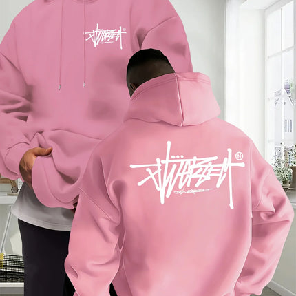 Graffiti Letter Hoodie Men Women Outdoor Street Hip-hop Vacation Fitness Loose Sport Couple Autumn Winter Long-sleeve Sweatshirt