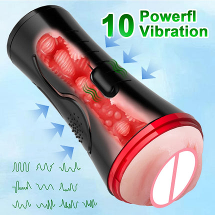 Vibrating Male Masturbators for Men Vagina Vacuum Pocket Pussy Endurance Exercise Masturbation Sex Toys Vibrator Masturb Cup