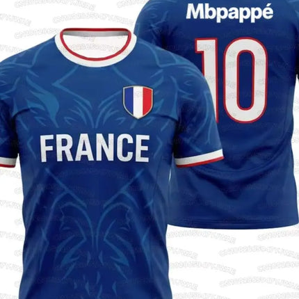 2026 Summer France Flag Print Soccer Jersey NO.10 Mbappé Men's Women's Quick Dry Sports Tees Soccer Fans Training T-shirt Tops