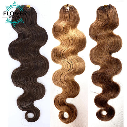 Body Wave Feather Crochet Hair Extension Human Hair Knotless Pre-Separated Crochet Human Hair Extensions Dark Brown Color #27