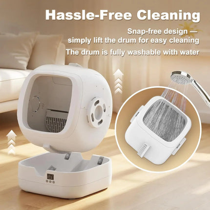 Self-Cleaning Cat Litter Box, APP Control, Weight Monitoring, Ultra-Quiet, Safe for Medium Cats & Kittens, White