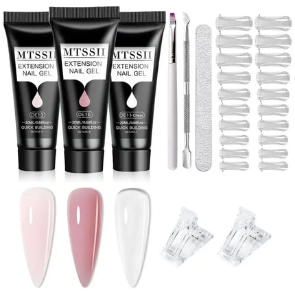 MTSSII 20m Extension Nail Gel Set Manicure Set Finger Quick Buliding Extension Gel Nail Polish Kit Soak Off UV Gel LED Nail Art