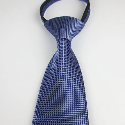 Zipper Ties for Men 8CM Neck Tie Solid Striped  Dots Neckties Men's Automatic Extra Long Navy Blue Lazy Tall Ties Wedding Gift