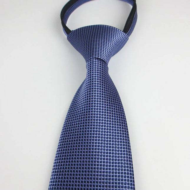 Zipper Ties for Men 8CM Neck Tie Solid Striped  Dots Neckties Men's Automatic Extra Long Navy Blue Lazy Tall Ties Wedding Gift