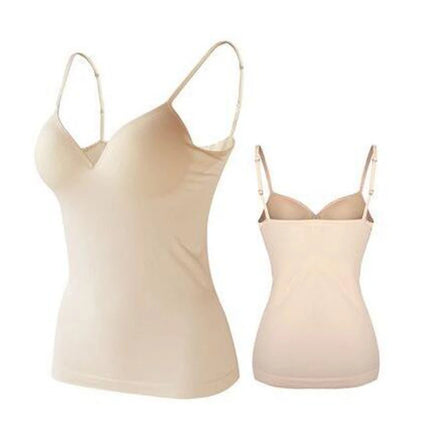 Sexy Women Crop Tops Padded Spaghetti Strap Tank Top Women Built-in Bra Off-Shoulder Camisole Seamless Tank Lingerie Underwear