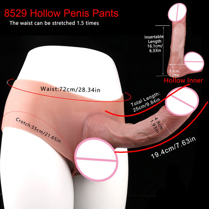 SXXY Huge Realistic Hollow Dildo Pants Silicone High Waist Penis Sleeve Panties For Men Dick Extend Strap On Condom For Couples