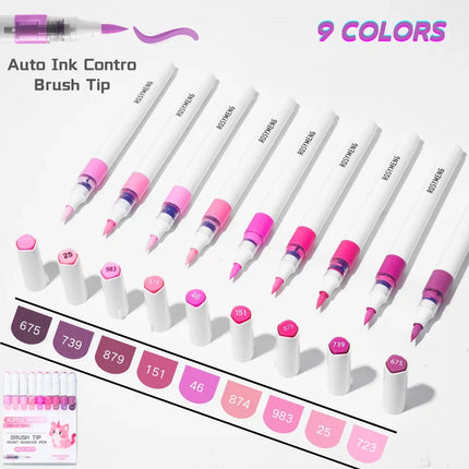 ROSYMENG 126/9 Colors Acrylic Paint Marker Pens Soft Brush Professional Drawing Pens PK LANGUO School Stationery Art Supplies