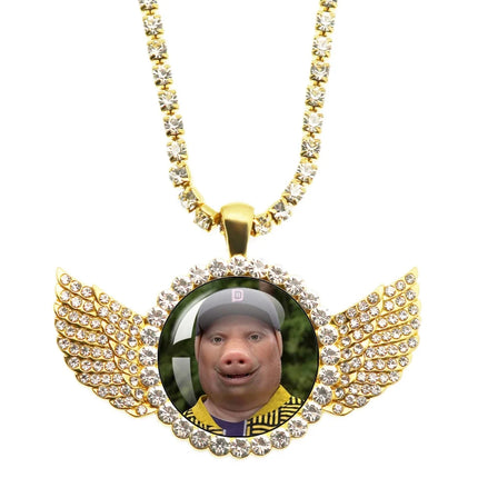John Pork Is Calling Answer Call Phone Humor Funny Pig Graphic Glass Cabochon Angel Wings Pendant Necklace Jewelry Giftwholesale