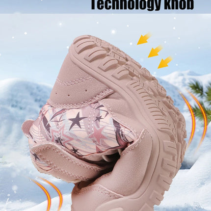 Waterproof Kids Barefoot Snow Boots 2025 New Wide Toe Winter Warm Fur Lined Shoes for Boys Girls Cold Weather Outdoor Sneakers