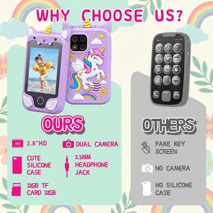 New Children Smart Phone Kids Toys Cartoon Unicorn Touchscreen Music Mobile Learning Educational Toys Birthday Boys Girls Gifts