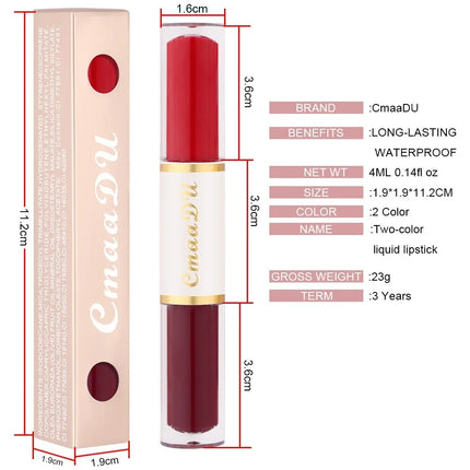 8 Colors Velvet Matte Liquid Lipstick Double-ended Lip Gloss Long-Lasting Waterproof Easy Color Non-stick High Pigment Lipgloss