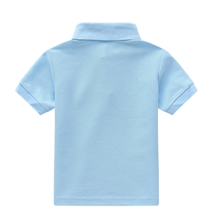 4-Piece Set Summer Boys & Girls Solid Color Short Sleeve T-Shirt Tops, Children's Fashion Collar Short Sleeve Class Uniform