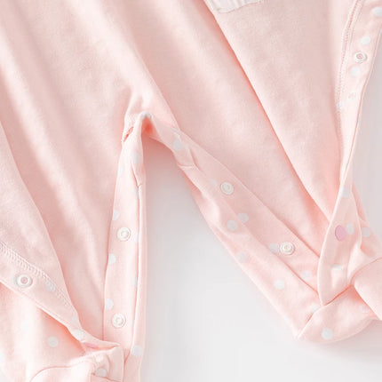 Baby's Long-Sleeved Jumpsuit, Pure Cotton, Newborn Pajamas, Baby Girl Clothes, Foot Covering Suit, Spring and Summer
