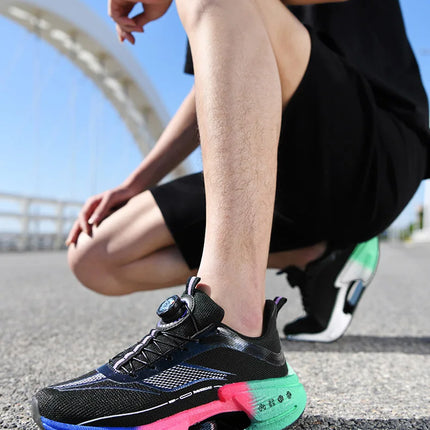 Family carbon plate running shoes for Boys Big Boys Student rotating button Technology TPU+ Popcorn high pop sneakers for girls
