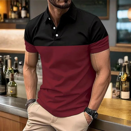 European and American Summer Men's Fashion Stripe Printed Comfortable Breathable Polo Shirt Outdoor Urban Casual Top