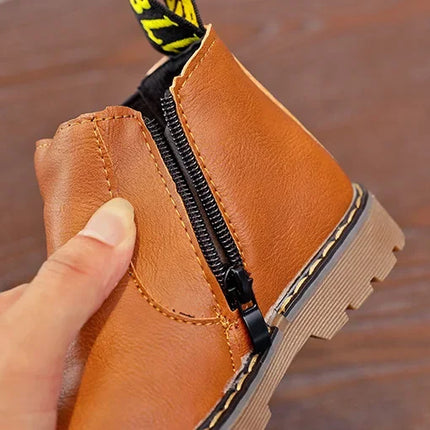 New Kids Fashion Boots for Boys Girls Toddlers Big Children Ankle Boots with Zipper Warm Thick Plush Autumn Winter Chelsea Boots