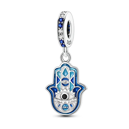 Blue Series 925 Sterling Silver Owl Butterfly Pirate Ship Car Beetle Clogs Charm Fit DIY Bracelet Necklace Fun Matching Gifts