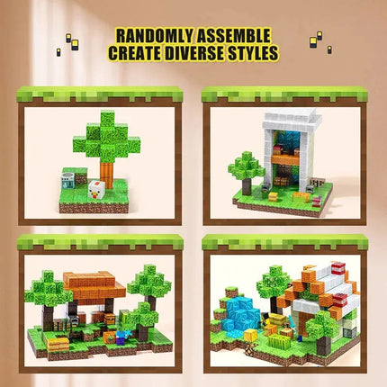 Mine World Magnetic Building Blocks Magnet Bricks With Figures DIY Construction Set STEM  Montessori Sensory Toys For Kids Gifts