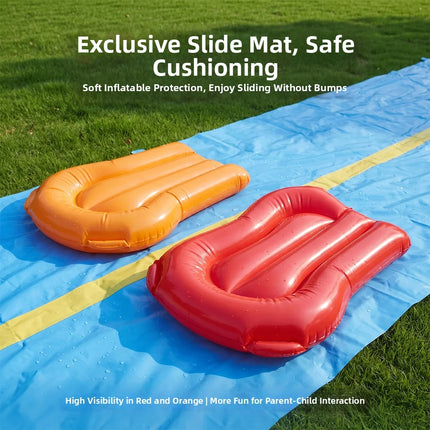 Extra Long Double Lane Inflatable Water Slide 2 Person Large Size Outdoor Backyard Pool Summer Water Play Toy for Family