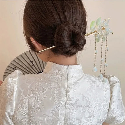 New Chinese Style Hair Stick for Women Flower Tassel Hairpin Women Ancient Style Hair Stick Ornament Hair Insert Accessories