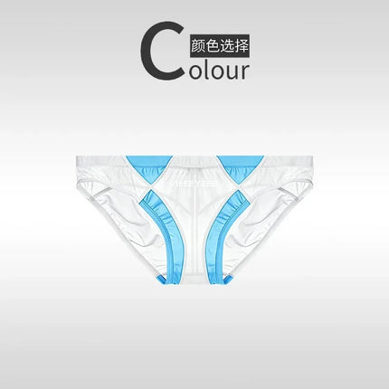 Sexy Transparent Men's Underwear Low Waist Panties Ice Silk Breathable Ultra-Thin Smooth Rear Drainage Line Triangle Design