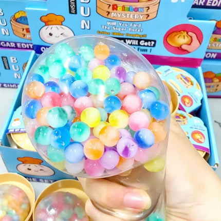 New Colorful Glitter Bead Filled Dumpling Squishy, Blind Box with Gift Box & Hidden Style, Stress Relief Sensory Squeeze Toy