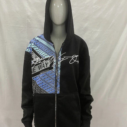 New Design Autumn/Winter Street Personalized Color blocked Letter Printed Loose Water Diamond Hoodie for Men and Women