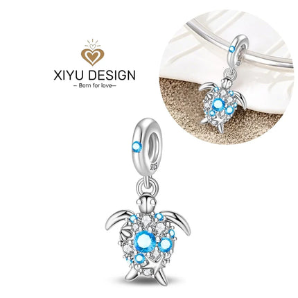 925 Sterling Silver Blue Ocean Series Beaded Charms  Pendant Fit for The Brand's DIY Bracelet Women Jewelry Girlfriend Gifts