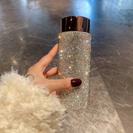 Bling Portable Thermos Cup with Tea Infuser Rhinestone Tumbler Crystal Gift Car Coffee Mug Mini Stainless Steel Water Bottles