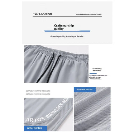 Breathable Mesh Men's Ice Silk Anti-Mosquito Pants Loose Fit Elastic Waist Drawstring Quick Dry Summer Casual Sports Trousers St