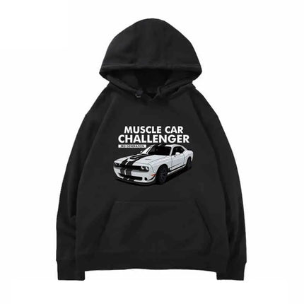 RT American Big V8 Muscle Car Challenger Fashion Outdoor Hoodie Men's and Women's Autumn/Winter Loose Casual Top