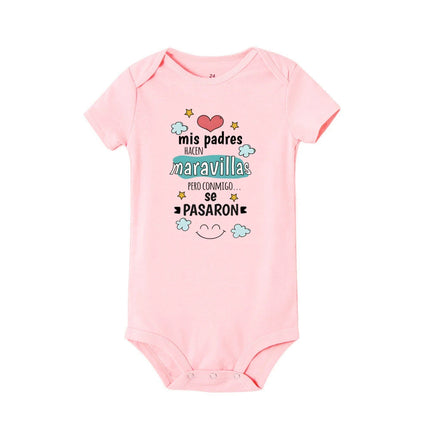 My Parents Do Wonders But They Went Too Far with Me Print Baby Romper Funny Newborn Bodysuit Infant Short Sleeve Outfit Jumpsuit
