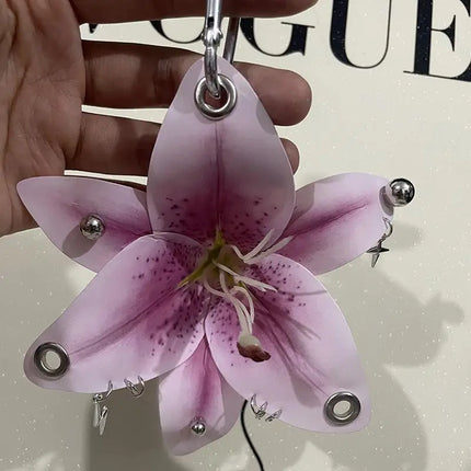Exquisite Phalaenopsis Orchid Lily Keychain Creative Simulation Flower Bag Pendant Fashion Backpack Decoration Accessories Gifts