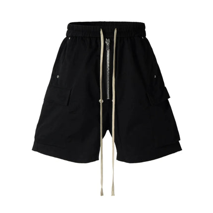Mens Cargo Shorts Dark Drawstring Multi Pocket Shorts Harajuku Unisex Loose Fit Five Length Straight Leg Casual Streetwear New