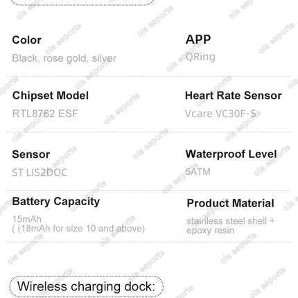 New Smart Ring Touch Screen Health Manager Heart Rate/Blood Oxygen Monitor Wireless Charging IP68 5ATM Waterproof for Universal