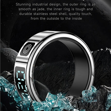 New Smart Ring SR08 LED Display Sleep Health Monitoring 5ATM Waterproof Charging Case Multi Sports Modes Ring For Men Women Gift