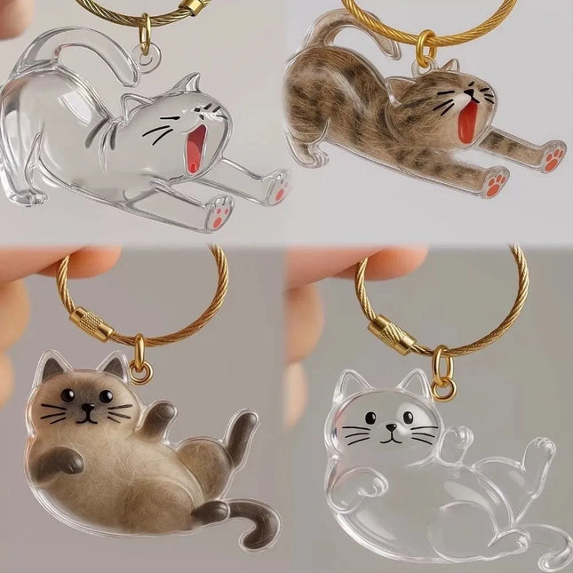 New Transparent Cat Hair Storage Keychain Cute DIY Pet Fur Keepsake Capsule Portable Souvenirs Keychain Pet Lovers
