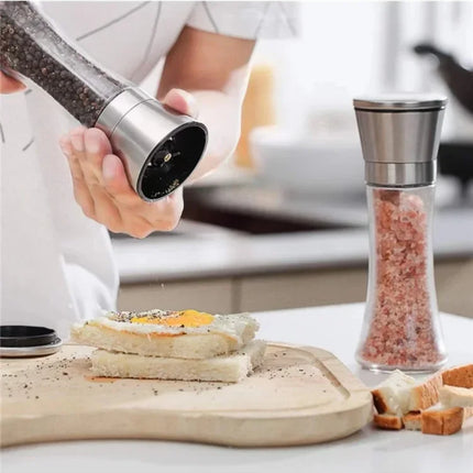180/200ML Pepper Grinder Stainless Steel Glass Spice Bottle Salt Pepper Mill Manual Spice Grinder Mill Household Kitchen Gadgets