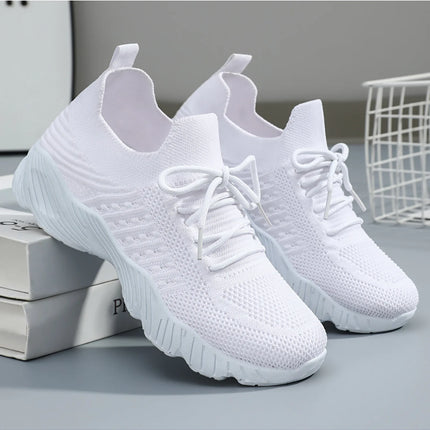 Women's Sneakers Breathable Casual Women Sock Shoes Lace Up Ladies Flats Female Spring Vulcanized Running Zapatillas De Mujer
