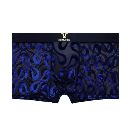Premium Satin Mesh Men's Boxer Briefs Wild Leopard Print Cooling Ice Silk Breathable Comfortable Daily Sports Underwear