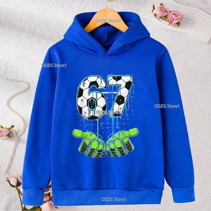 Autumn Winter Six Seven Cool Concise Print Kid Hoodies Fashion Boys Girls Long Sleeved Hooded Casual Warmer Children's Pullovers