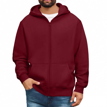Men'S Hooded Sweatshirt Solid Color Simple Jacket Hood Design Top Kangaroo Pockets Daily Wear All Seasons Basic Jacket Daily