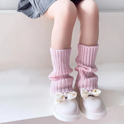 Sweet Girls Candy Color Korean Kids Leg Warmers Knitted Foot Cover Children Solid Autumn Winter Elastic Versatile Elephant Socks