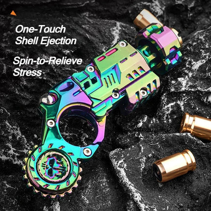Stress Relief Sensory Toy Shell-Ejecting Metal Alloy Pistol Tactical Style EDC Office Desk Shooting Gadget for Boys Collectors