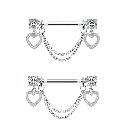 1Pair Pink Butterfly Nipple Piercing Jewelry Shiny Crystal Nipple Rings For Women Girls Heart Nipple Barbells Piercing Pezon