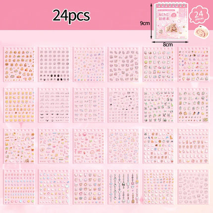 Cartoon Mini Sticker Book Tiny Pet Food Stickers Book Children Girls Nail Sticker Decor DIY Notebook Scrapbook Planner Decals